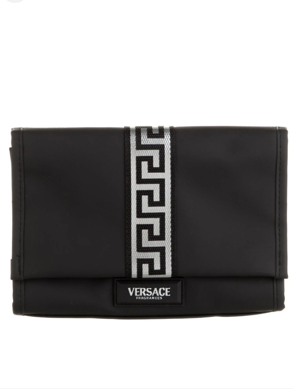 Versace Luxurious Black and Silver Unisex Zippered Pouch Bag Mini Clutch New